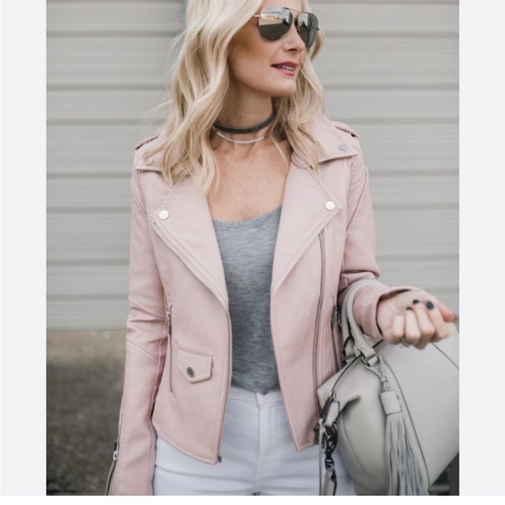 Banana Republic Lamb Leather Jacket Blush Pink Size Small Soft EUC